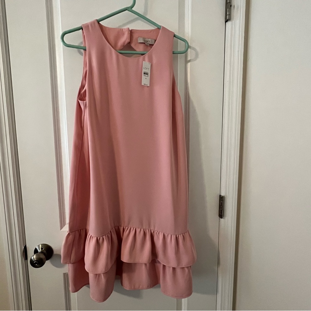 LOFT Light Pink Ruffle Dress